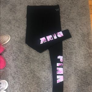 Black PINK leggings w/ colorful PINK on legs